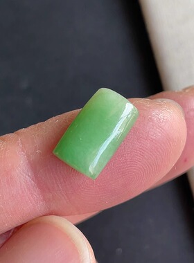 0209-6天然老坑满绿马鞍戒面 翡翠A货送证书～金晶翡翠