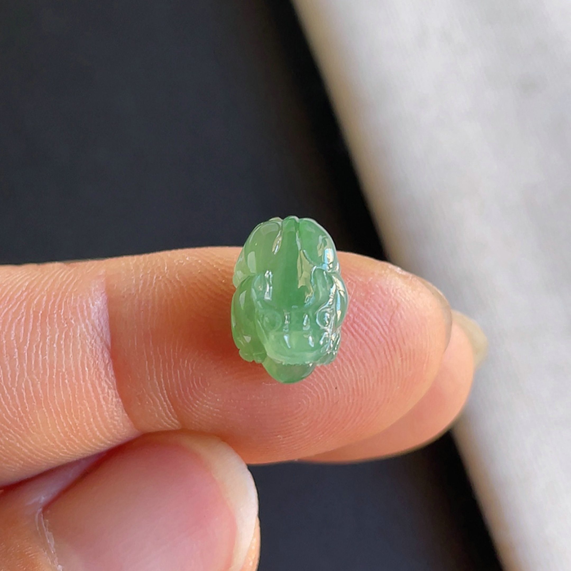 1008-10老坑冰种满绿貔貅戒面天然玉石翡翠A货送证书-金晶翡翠