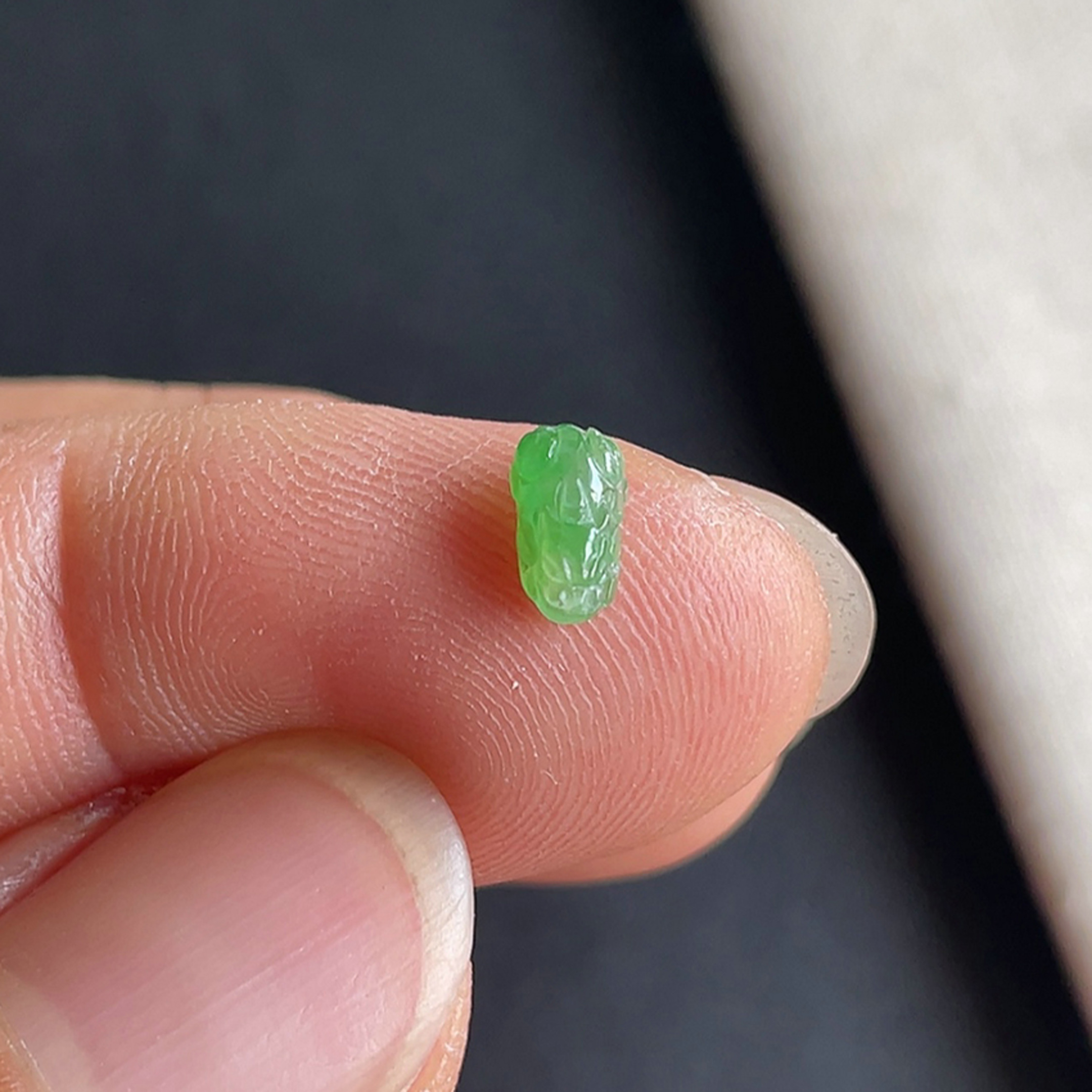 1022-4冰种阳绿貔貅戒面天然玉石老坑翡翠A货送证书-金晶翡翠