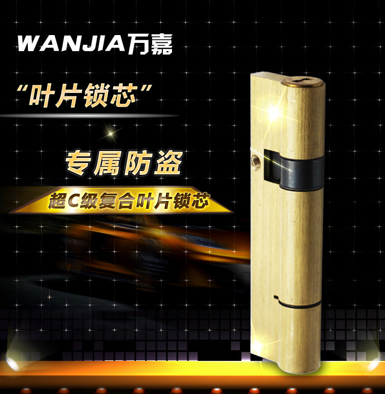 WANJIA万嘉防盗门通用锁芯C级防钻苹果叶片防锡防钻防盗全铜锁芯