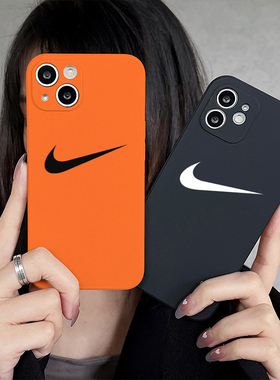 潮牌新款简约直边软壳适用iphone13苹果12手机壳14promax男女11nike全包xr硅胶xsmax防摔7/8plus保护套14情侣