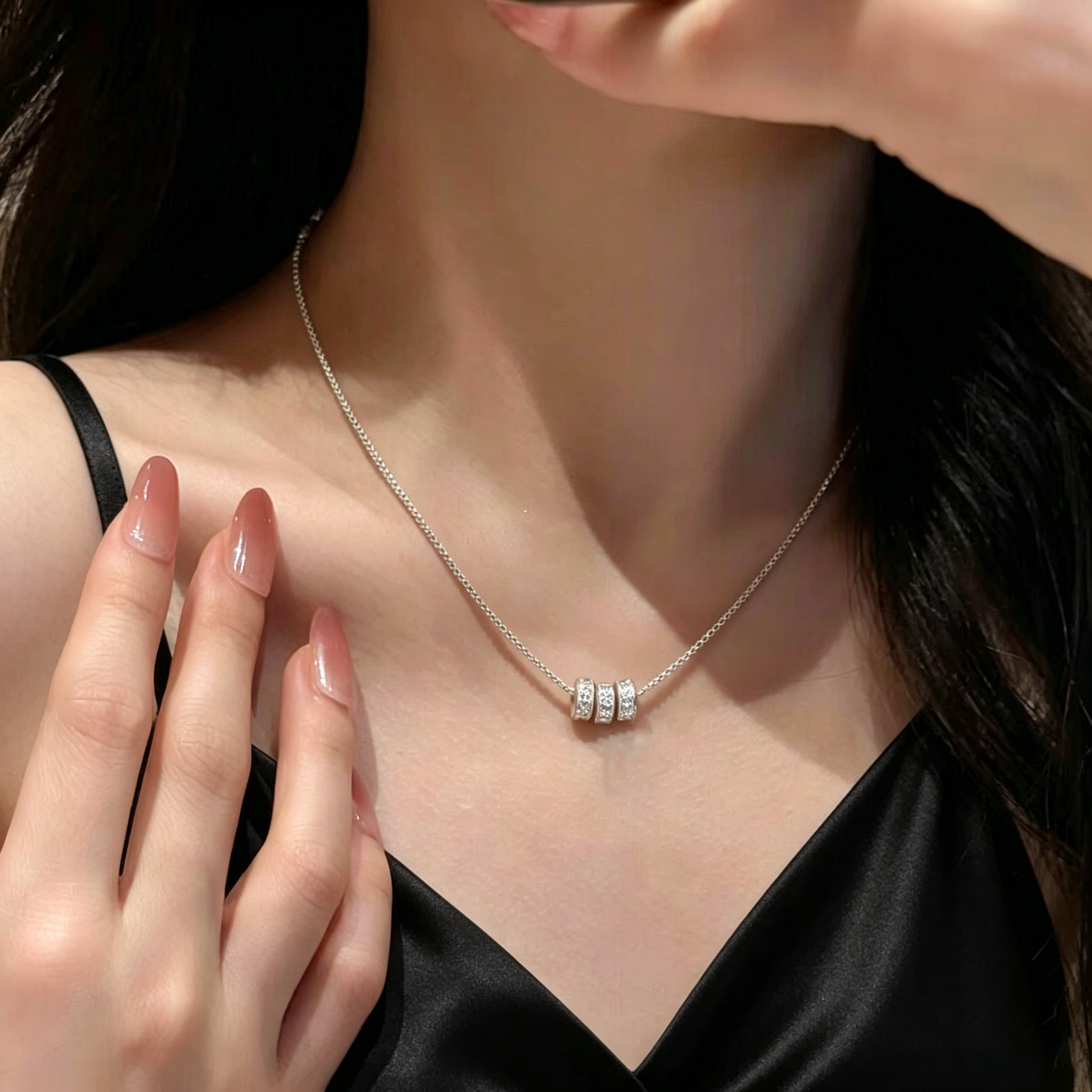 925银锆石项链轻奢小众锁骨链女