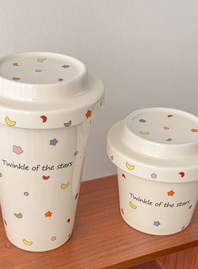 陶瓷杯咖啡杯马克杯杯子带盖家用大容量水杯可爱办公室陶瓷水杯