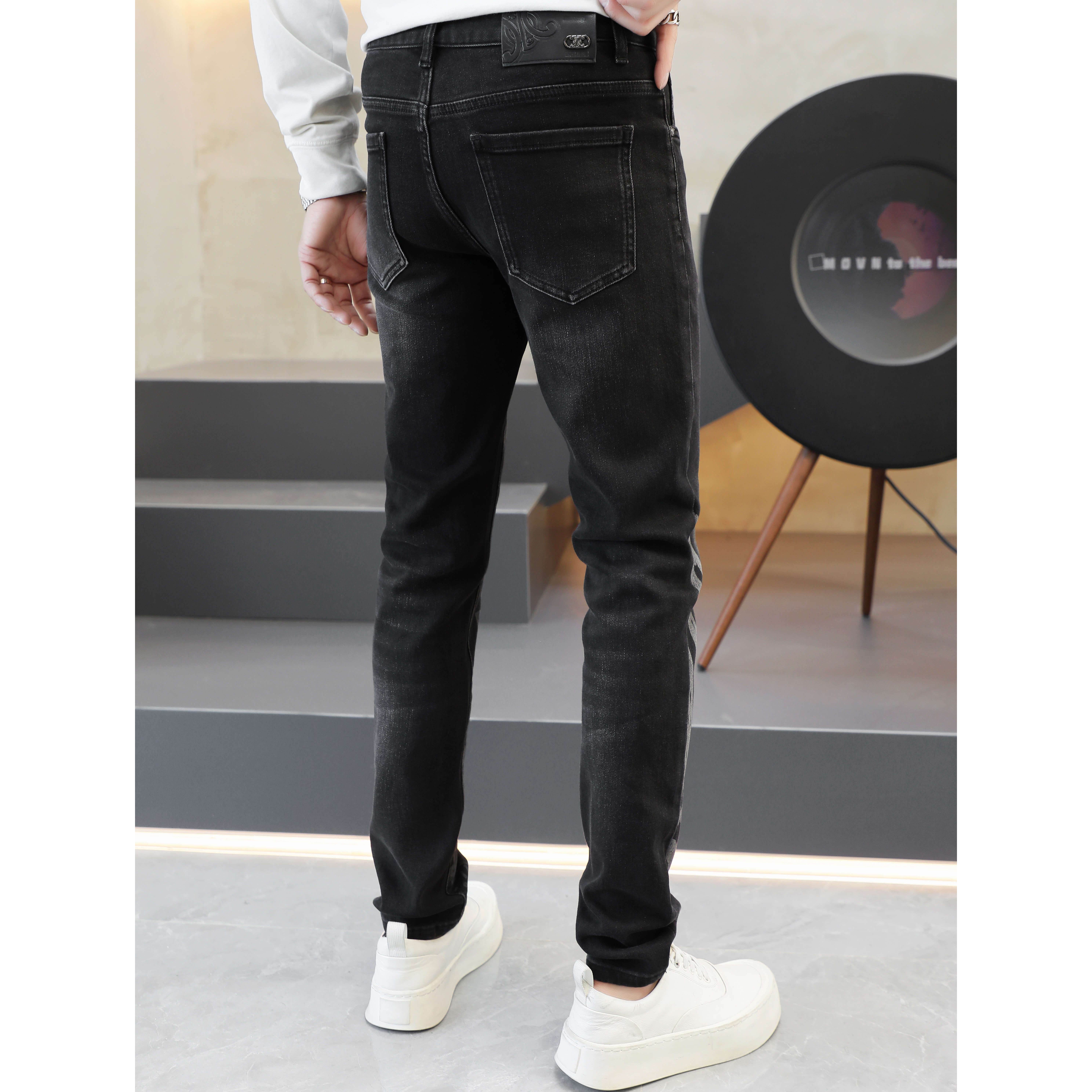 2025秋冬新款高品质修身弹力怀旧印花男士小直筒牛仔裤25372P140,商品下架区,钱塘6018（原3088）