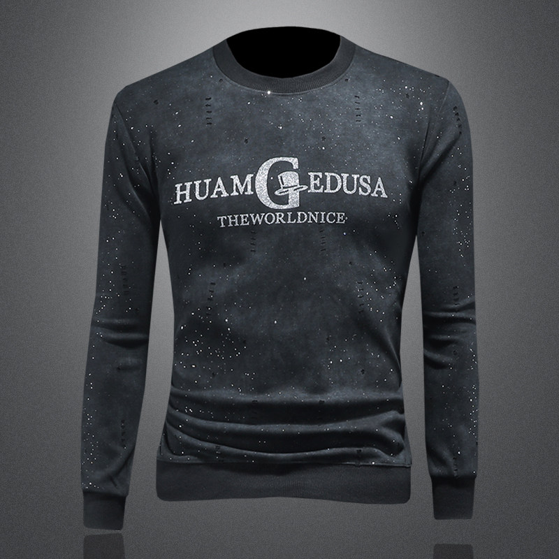 商标已授权2024秋冬新款高档休闲烫印星星男士长袖卫衣9058P105，男装卫衣，钱塘6018（原3088）