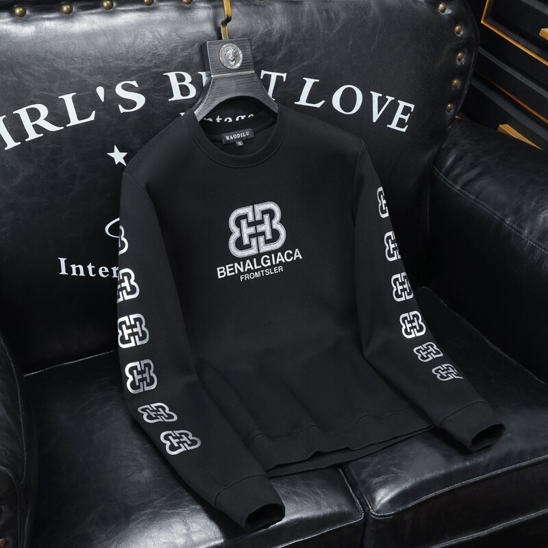 2025秋冬新款高档潮流休闲时尚印花男士长袖卫衣9004P100,男装卫衣,钱塘6018（原3088）