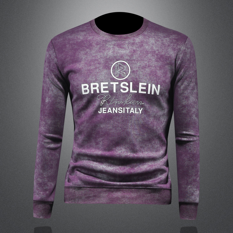 新款2024秋冬高档休闲怀旧印花烫钻男士长袖卫衣9018P100，男装卫衣，钱塘6018（原3088）