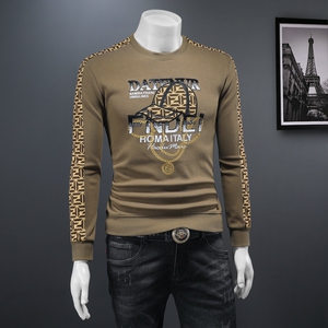 新款2024秋冬高档潮流休闲亮片刺绣男士长袖卫衣 9001 P110图片