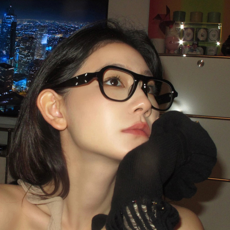 气质黑框素颜眼镜女超大框防辐射蓝光镜护目平光大脸显瘦近视镜男