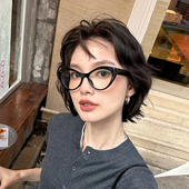 2024新款 欧美复古猫眼镜框女素颜神器黑框防蓝光镜可配度数显脸小