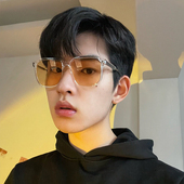 ins时尚 男士 复古夜视黄色太阳镜女韩版 方形墨镜开车遮阳防紫外线