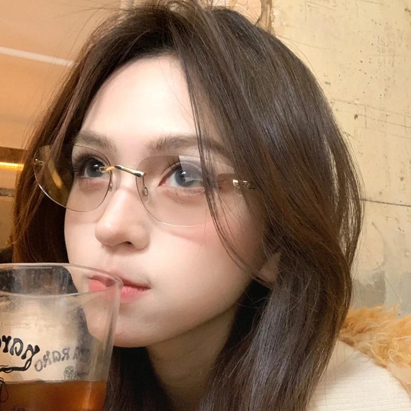 欧美辣妹无框猫眼眼镜女气质纯欲高级感网红同款个性凹造型太阳镜