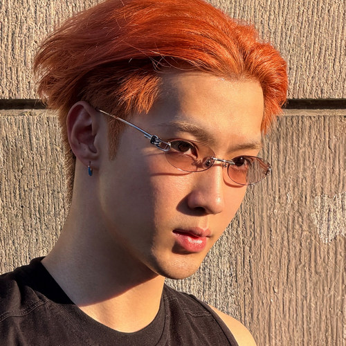 欧美男士无框椭圆复古太阳镜y2k凹造型显瘦小众时髦防紫外线墨镜