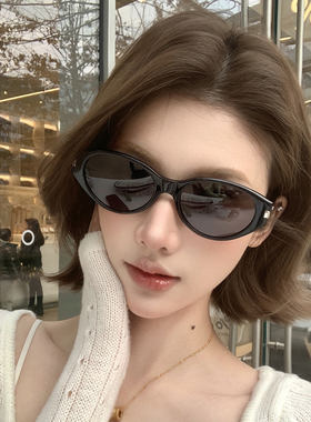 欧美时尚黑色猫眼墨镜女高级感潮流显脸小夏季遮阳防紫外线太阳镜