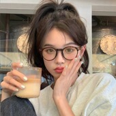 日系复古超轻圆框防蓝光近视眼镜女可配度数素颜网红大脸显瘦镜框