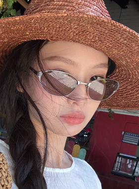 复古金属老钱风猫眼墨镜女显脸小港风网红同款夏季时尚遮阳太阳镜