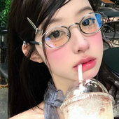 新款 ins风眼镜高级感防蓝光可配度数 复古双圈金属椭圆镜框女韩版