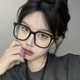黑框方形素颜眼镜女显脸小潮韩版 可配度数防蓝光平光镜 小红书同款