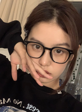 TR90超轻黑色圆框平光镜女大脸显瘦网红韩版眼镜防辐射蓝光近视镜