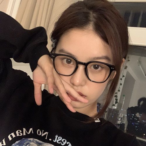 tr90超轻黑色圆框女防辐射平光镜