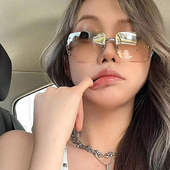 欧美无框钻石墨镜女新款 复古千禧风辣妹Y2K眼镜时尚 方框太阳镜潮