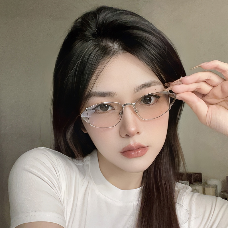 美式辣妹个性猫眼无框切边墨镜潮