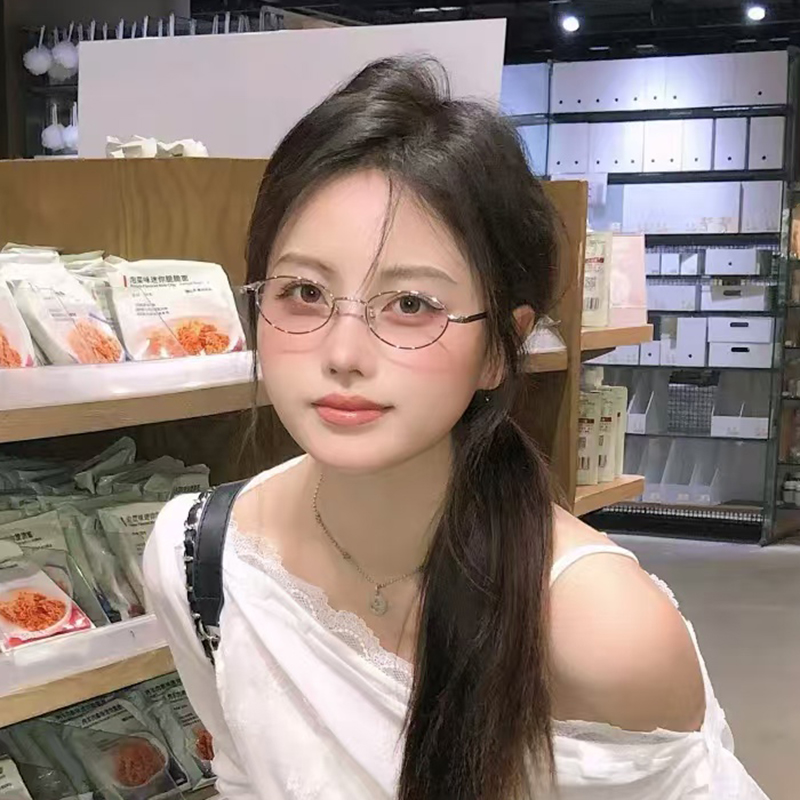 防蓝光镜超轻椭圆女近视