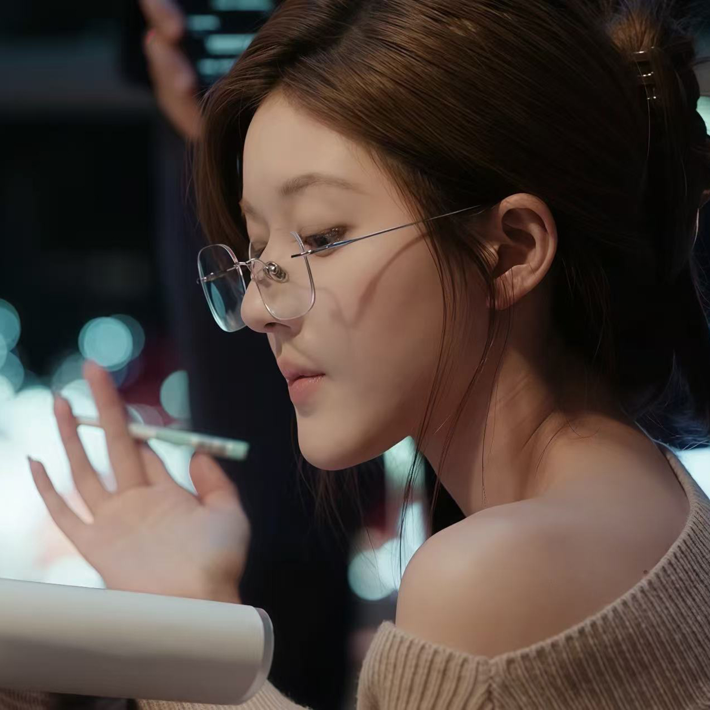 赵露思同款无框银色眼镜韩系素颜超轻女显脸小时尚平光镜可配度数