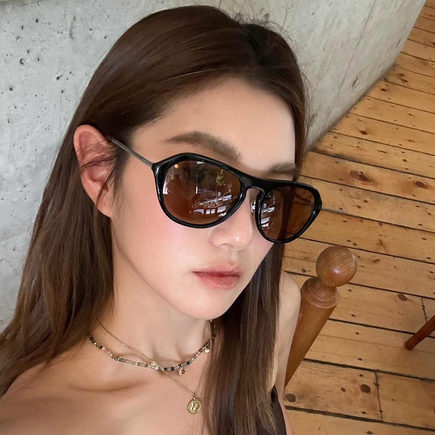 复古黑框茶色椭圆墨镜欧美女潮大脸显瘦户外高级感防紫外线太阳镜