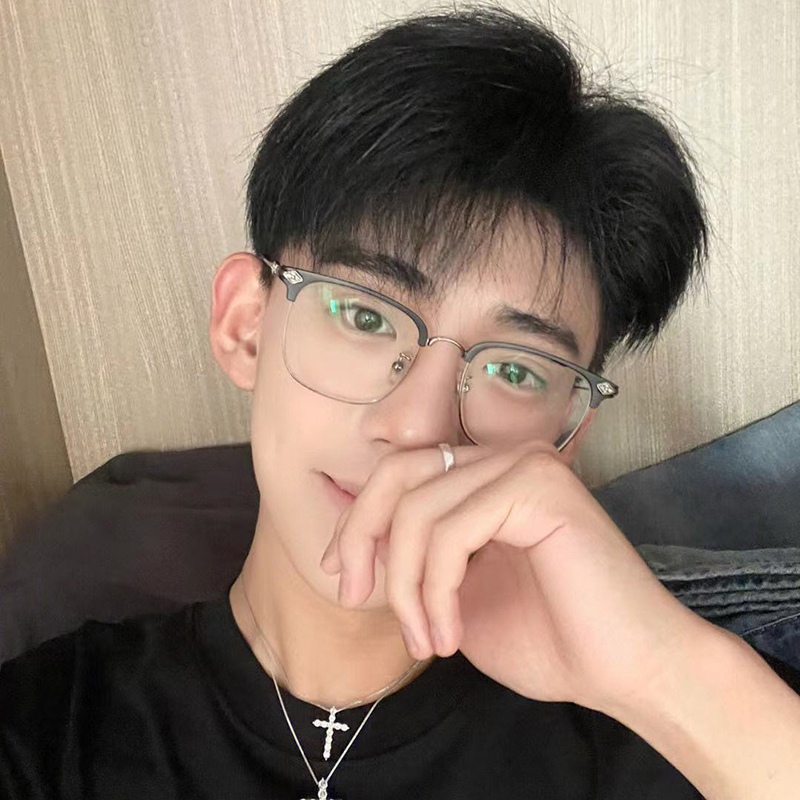 男士商务复古眉毛款防蓝光近视镜