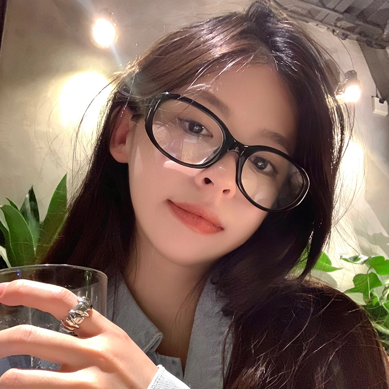 韩版椭圆文艺防蓝光简约眼镜女潮