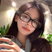 2023新款 椭圆文艺防蓝光眼镜女简约学生护目平光镜可配度数潮 韩版