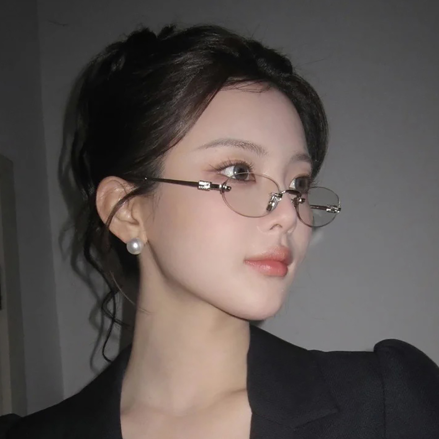 杨超越同款禁欲系无框眼镜女素颜神器ins防蓝光镜可配度数显脸小