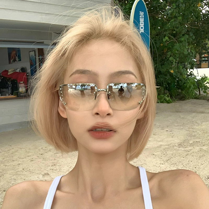 美式街头个性无框Y2K千禧风墨镜