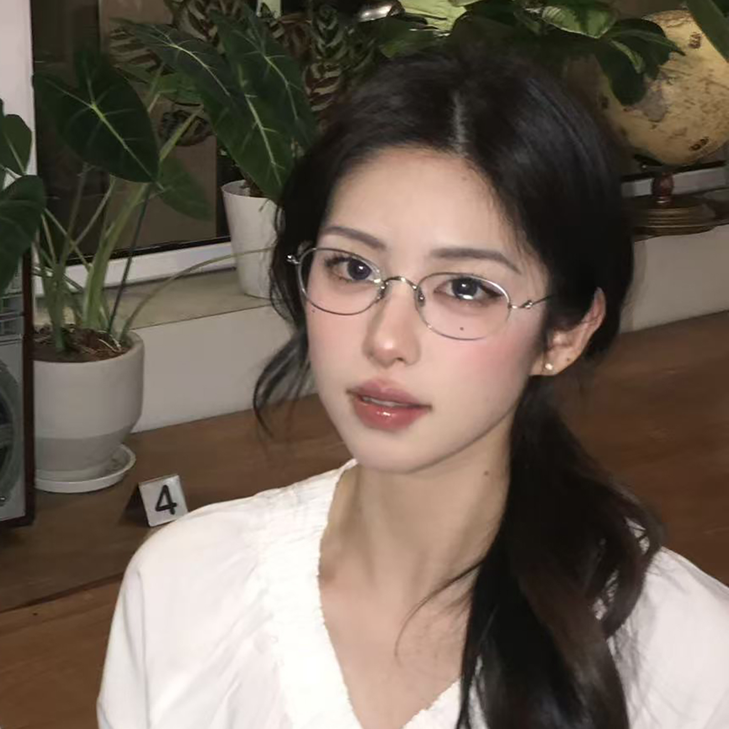 韩系素颜银框椭圆眼镜女高智感显脸小ins风时尚防蓝光镜可配度数