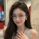 高级感银丝框眼镜女金属猫眼方圆脸素颜神器镜框高级感近视眼镜框