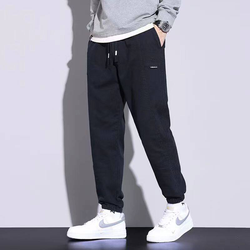 加绒加厚秋冬新款休闲裤子男士2023宽松束脚工装长裤男生哈伦裤