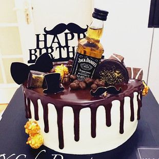老公爸爸男朋友酒瓶生日蛋糕郑州太原西安南宁大连哈尔滨同城配送