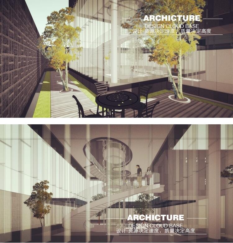 商场商城现代下沉庭院售楼处多功能会所旋转楼梯草图大师SU模型