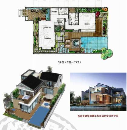 东南亚新亚州度假村度假别墅酒店建筑草图大师SU模型平面立面解析