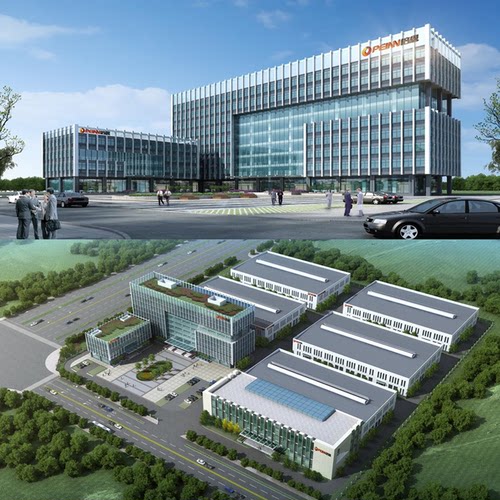 现代工业园产业园科技园电器工厂厂房办公楼写字楼建筑广场SU模型