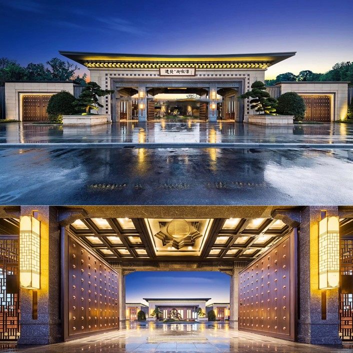 汉代宫庭风古典新中式售楼处示范区会所大门主入口草图大师su模型