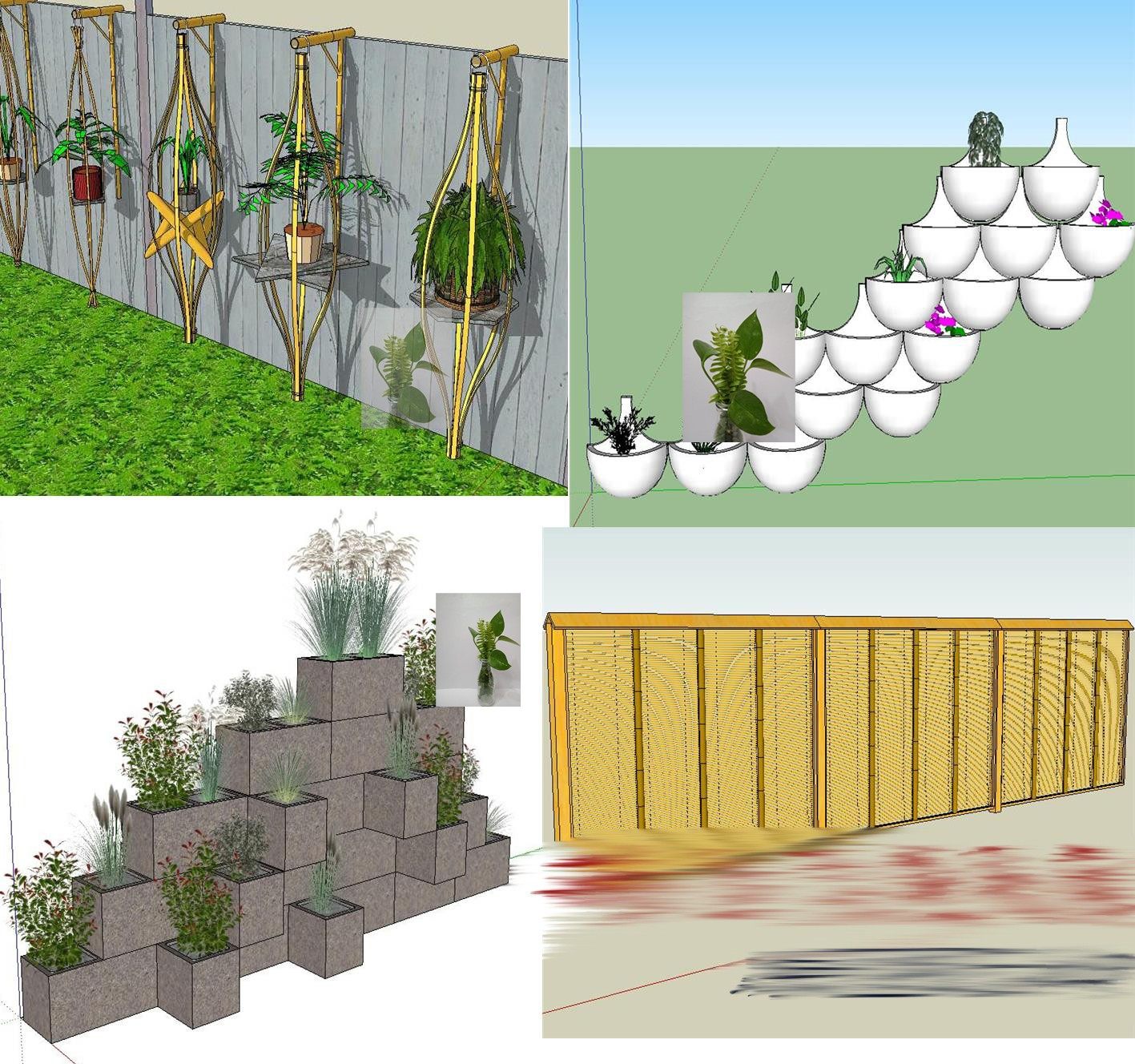 植物景墙竹篱笆隔断竹制特色创意花盆围墙绿化方案草图大师SU模型,商务/设计服务,设计素材/源文件,淘宝优惠券,粉丝福利购,淘宝优惠卷