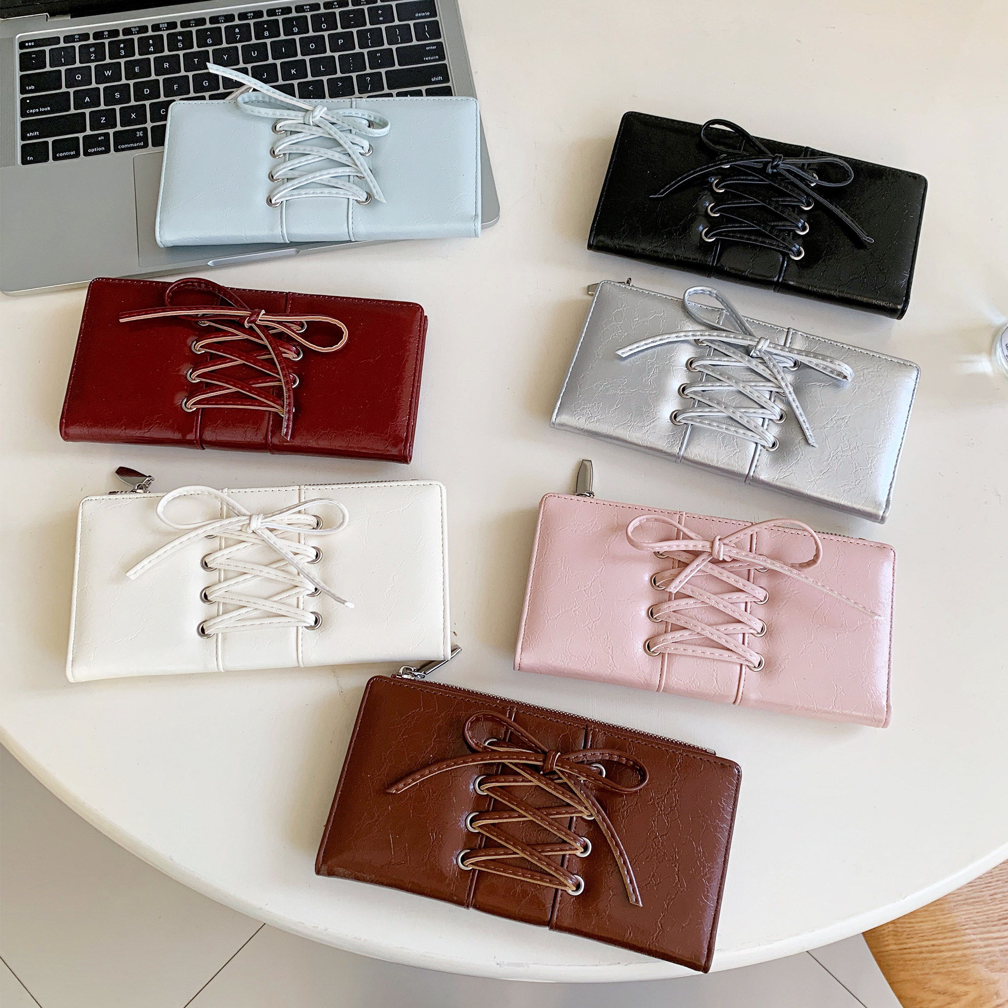 绑带蝴蝶结长款钱包时尚ins轻薄大容量女士钱包韩系简约甜美钱包