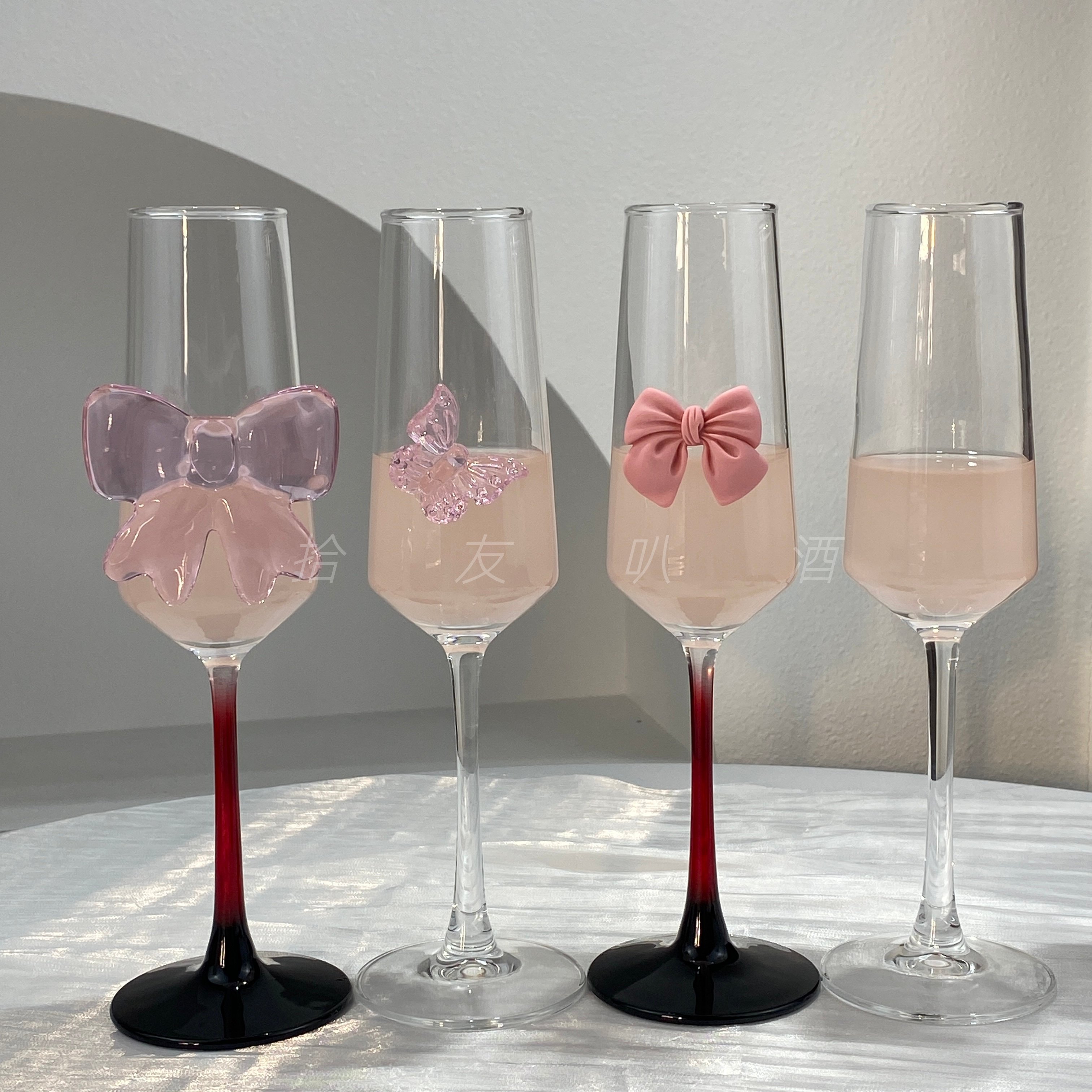高颜值蝴蝶结香槟杯玻璃小时代蝴蝶结香槟杯高脚杯家用水晶酒杯,餐饮具,甜酒/香槟杯,淘宝优惠券,粉丝福利购,淘宝优惠卷