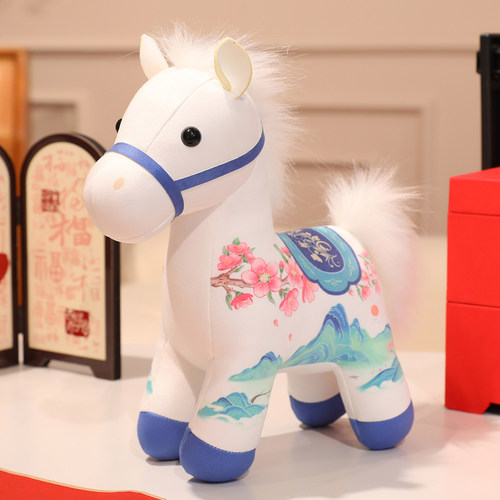 2026马年吉祥物新款山河骏马生肖马公仔毛绒玩具摆件新年玩偶礼品