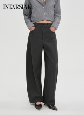 【INTARSIAK针织设计师品牌】未染 挺括镰刀裤香蕉裤廓形休闲裤女