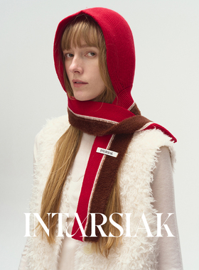【INTARSIAK针织设计师品牌】复古巴拉克拉法帽保暖小红帽子围脖