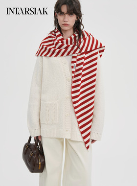 【博主同款】INTARSIAK百搭全羊毛多戴法三角巾披肩围巾点缀大衣