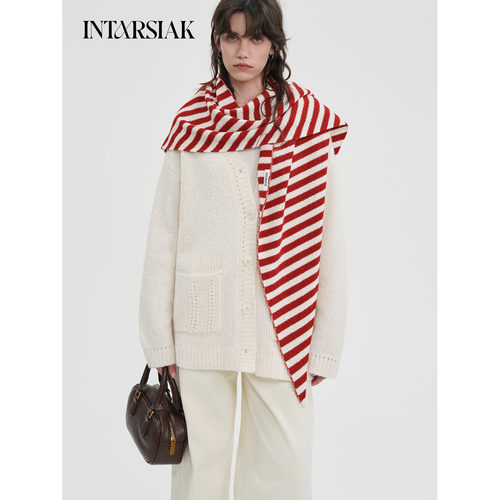 百搭全毛三角披肩围巾亮色点缀